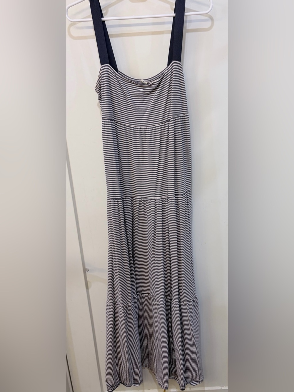 Old Navy Gray and White Striped Maxi Dress